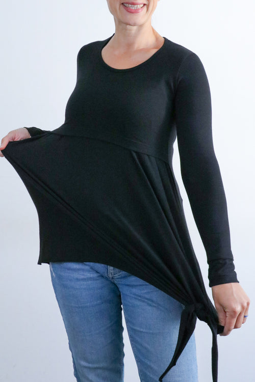 Majica za dojenje in nosečnost - z vozličkom - črna