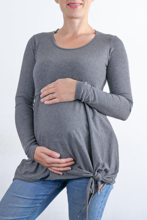 Majica za dojenje in nosečnost - z vozličkom - siva