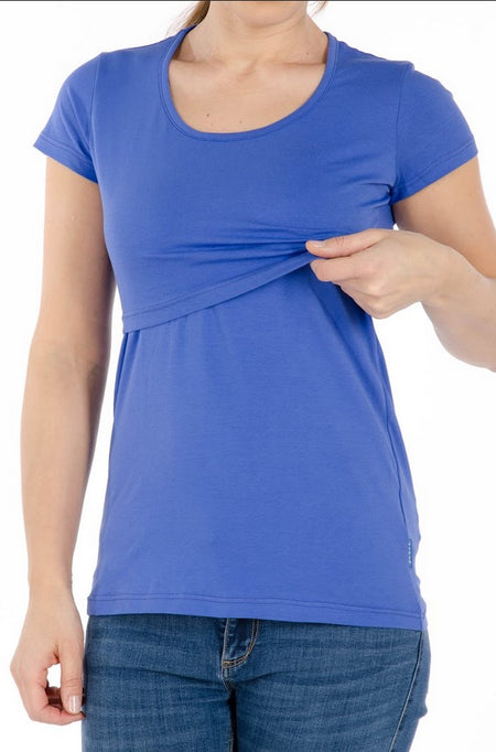 Majica za dojenje - papige - modra