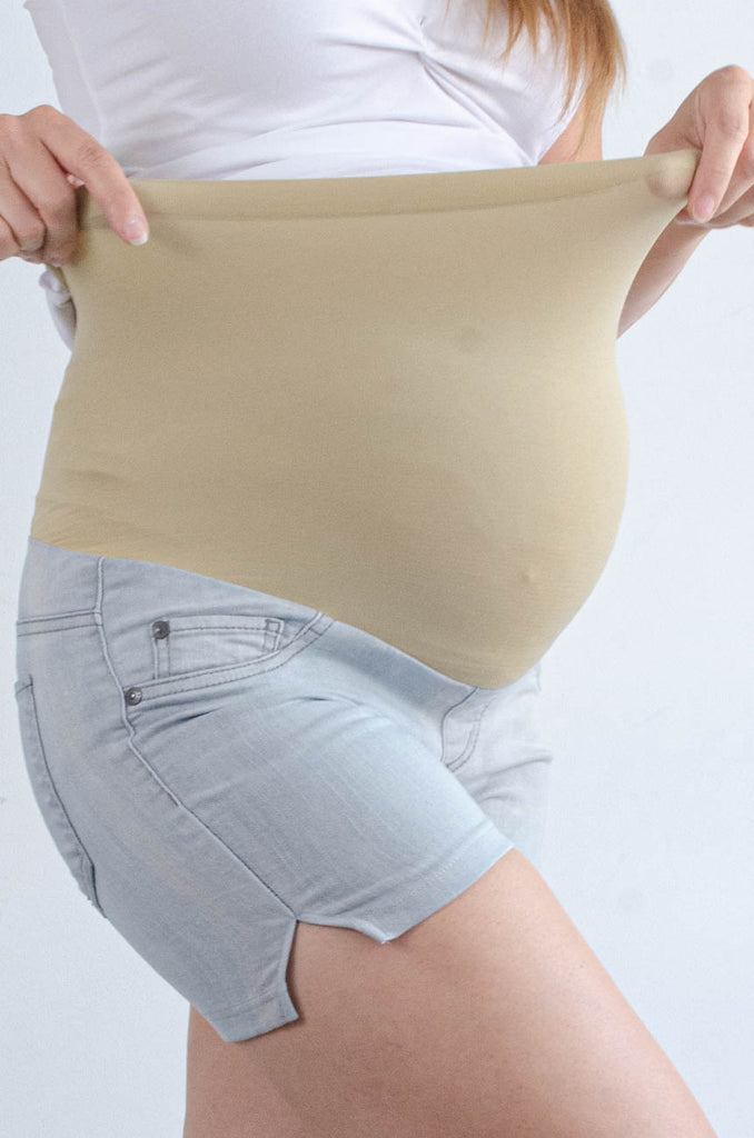 Nosečniške kratke hlače - jeans - svetlo sive