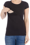 Majica za dojenje - kratek rokav - črna