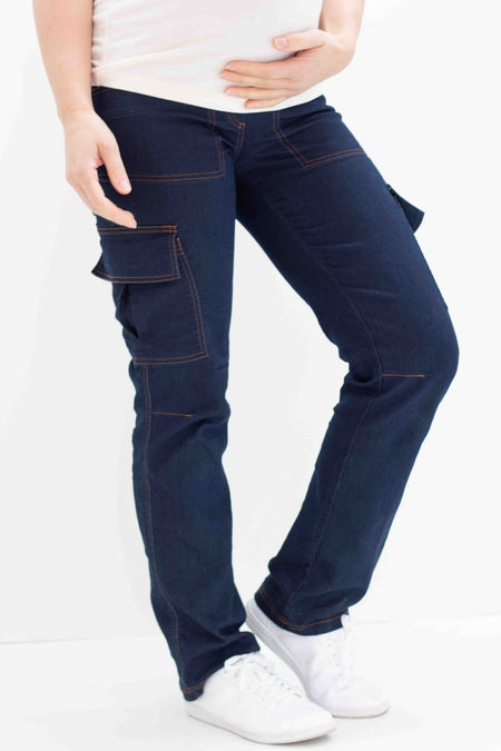 Nosečniške kratke hlače z gubicami - modre