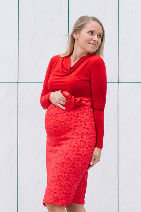 Obleka za nosečnost  in dojenje - pisano črno krem