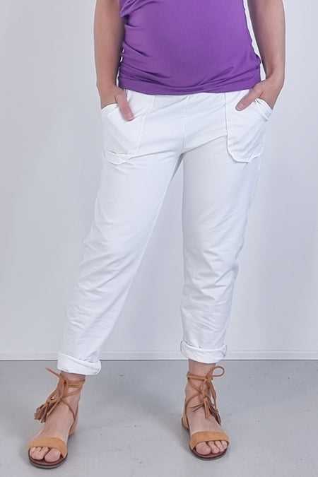 Bele nosečniške hlače