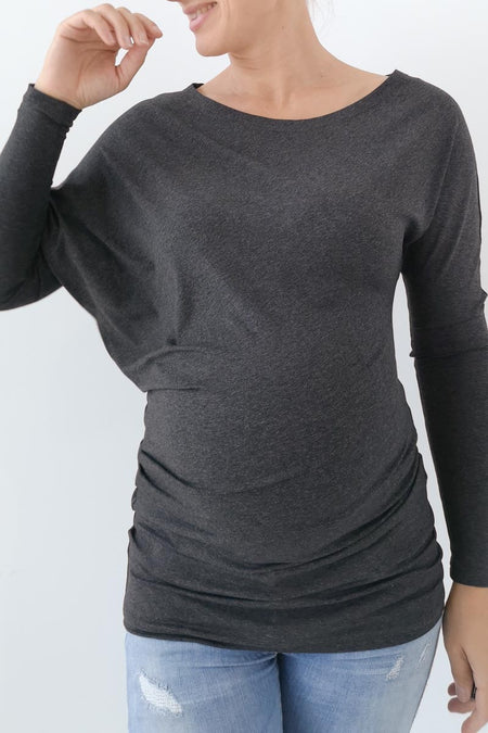 Tunika za dojenje in nosečnost - atracit siva