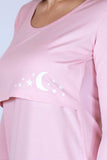 Spalna srajca za nosečnost in dojenje - dolg rokav - roza