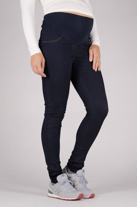 Nosečniške kratke hlače - jeans s črto