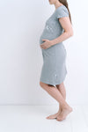 Spalna srajca za nosečnost in dojenje - kratek rokav - siva barva