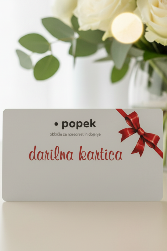 Popek gift card with a bouquet of white roses on a light background