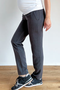 Nosečniške elegantne hlače - raven kroj - antracit