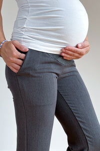 Nosečniške elegantne hlače - raven kroj - antracit