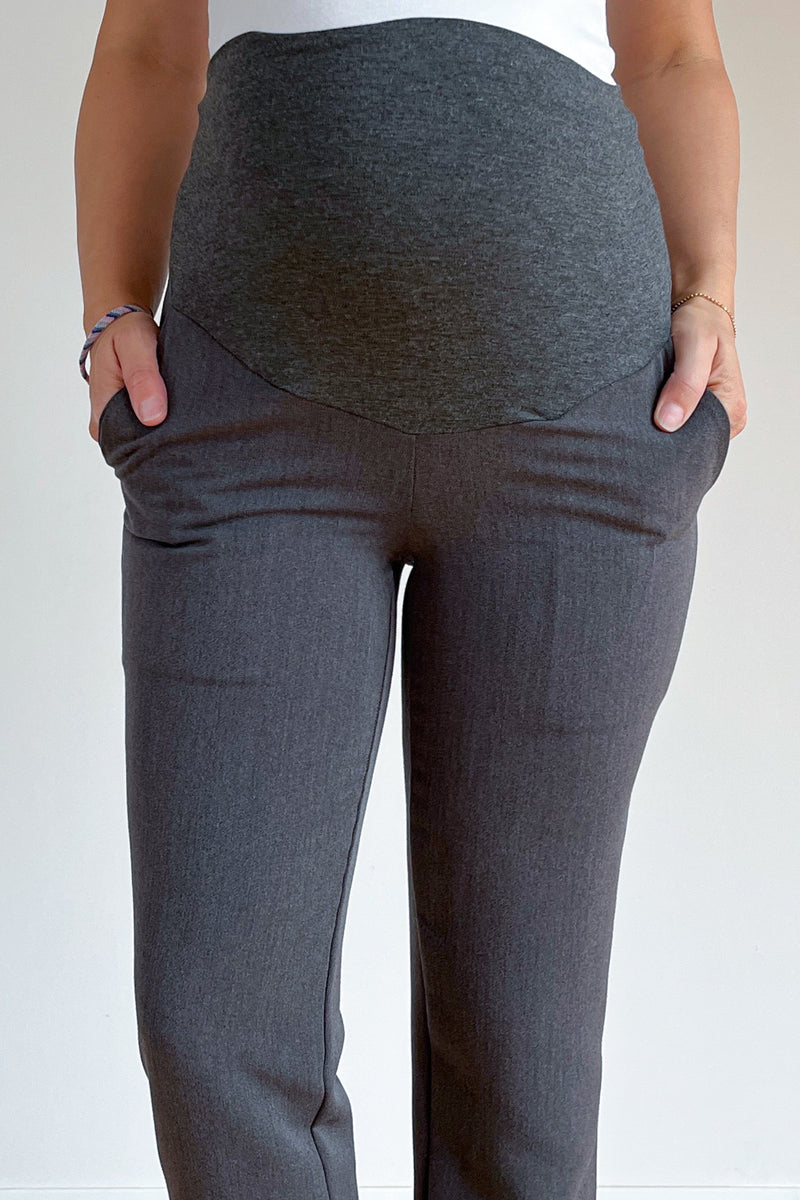Nosečniške elegantne hlače - raven kroj - antracit