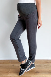 Nosečniške elegantne hlače - raven kroj - antracit