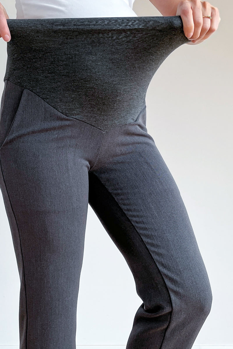 Nosečniške elegantne hlače - raven kroj - antracit