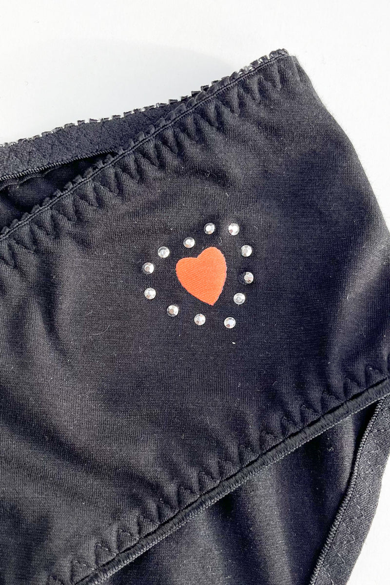Nosečniške spodnje hlačke - črne s srčkom