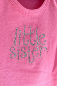 Otroški bodi z napisom "little sister" - kratek rokav - 56