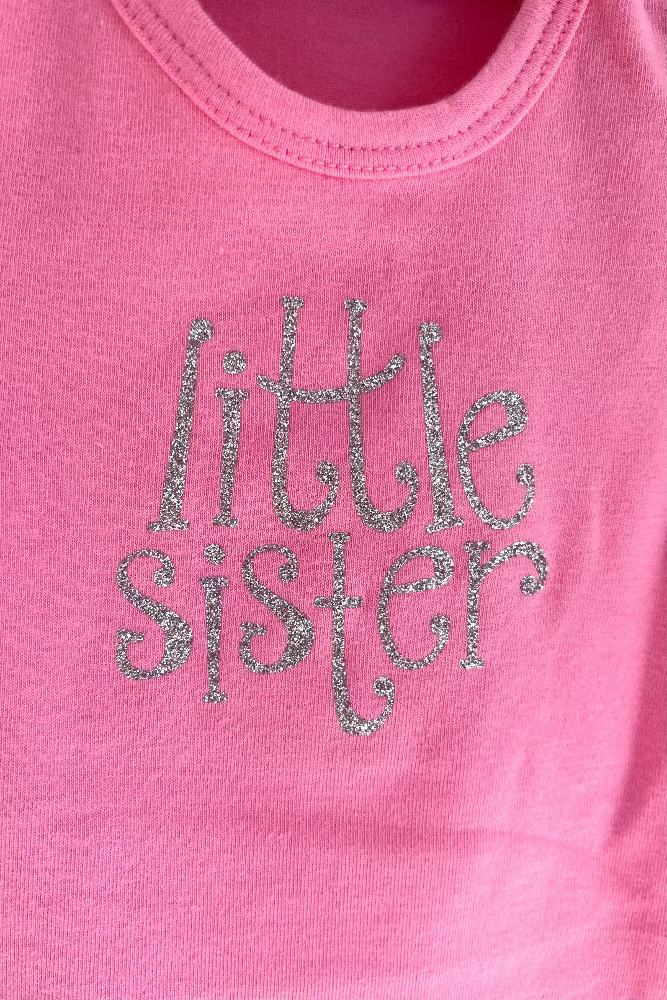 Otroški bodi z napisom "little sister" - kratek rokav - 56