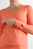 Majica za dojenje - dolg rokav - oranžna
