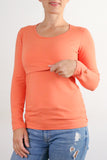 Majica za dojenje - dolg rokav - oranžna
