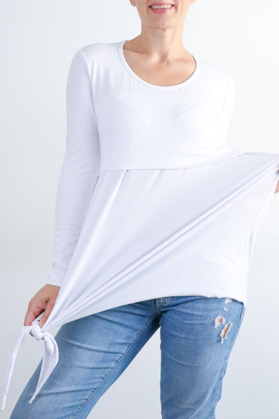 Majica za dojenje in nosečnost - z vozličkom - bela