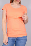 Majica za dojenje - kratek rokav - koralna