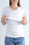 Majica za dojenje - bela - valoviti rokavi