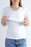 Majica za dojenje - bela - valoviti rokavi