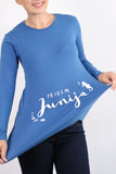 Nosečniška majica pridem junija - jeans modra - 40