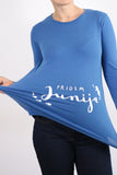 Nosečniška majica pridem junija - jeans modra - 40