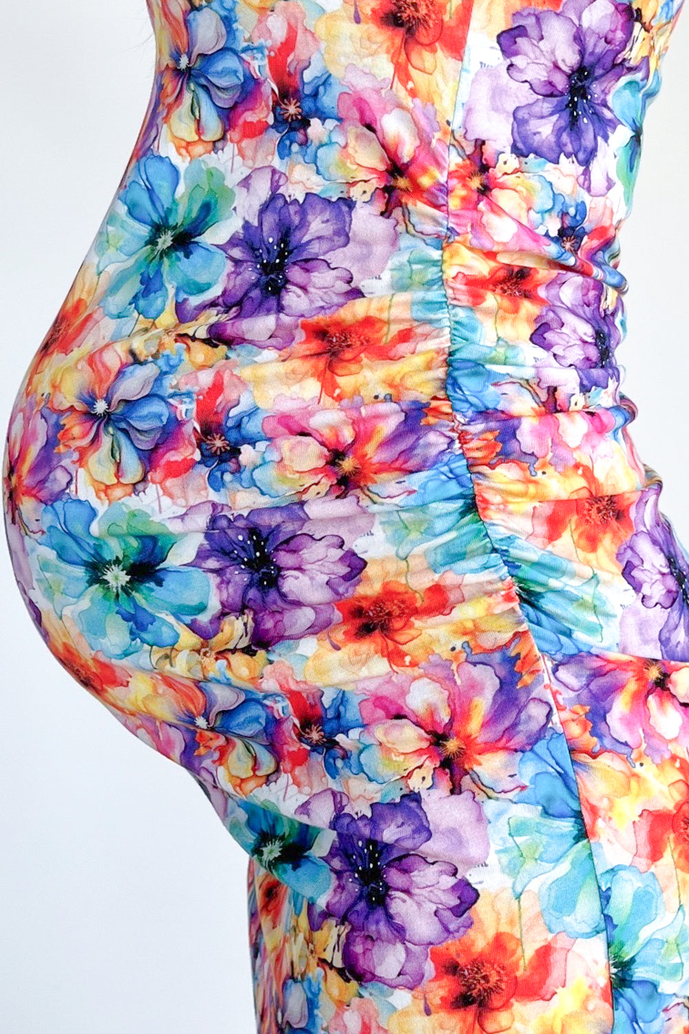 Nosečniška obleka s potiskom rožic