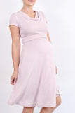 Nosečniška obleka - videz pletenine - roza lesk