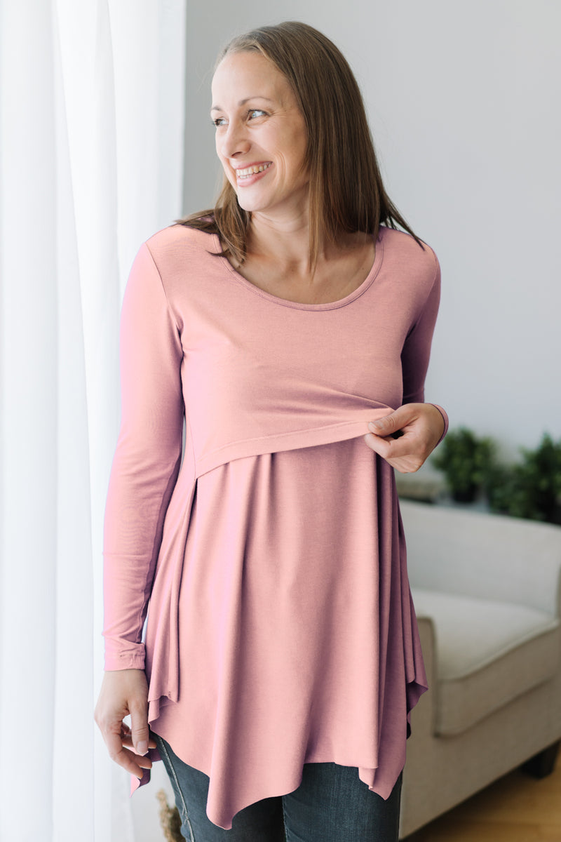 Tunika za dojenje in nosečnost - puder roza