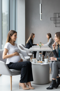 Elegantne nosečniške  hlače - raven kroj - črne