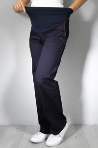 Jeans nosečniške hlače - ravne z žepi - indigo modre