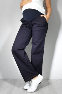 Jeans nosečniške hlače - ravne z žepi - indigo modre