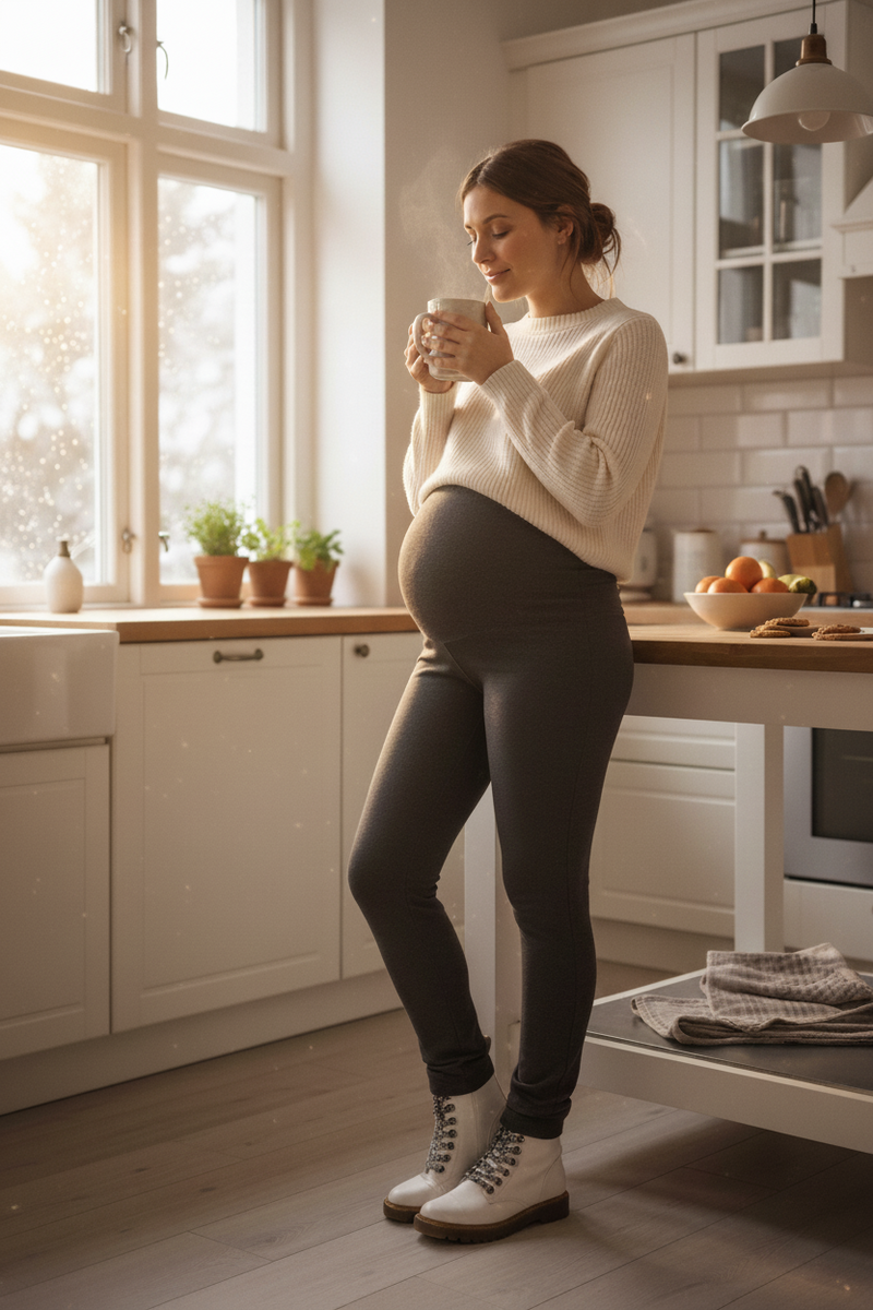 Športno elegantne hlače nosečniške - oprijete - antracit PUNTA ROMA