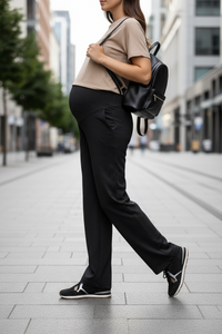 Športno elegantne  nosečniške hlače- raven kroj - sive PUNTA ROMA