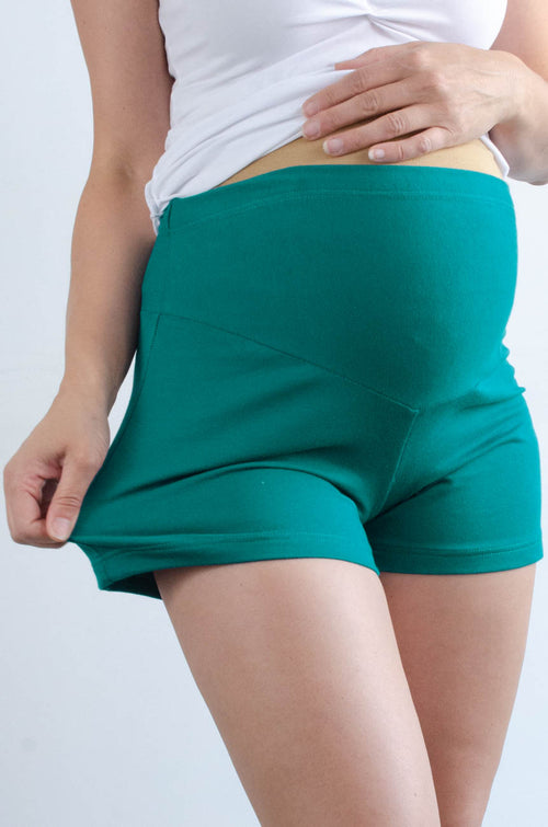 Nosečniške kratke hlače - trenirka -temno zelene