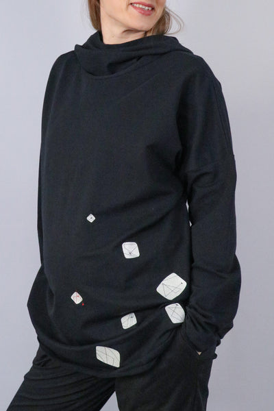 Nosečniški pulover s kapuco oversize - unikaten potisk