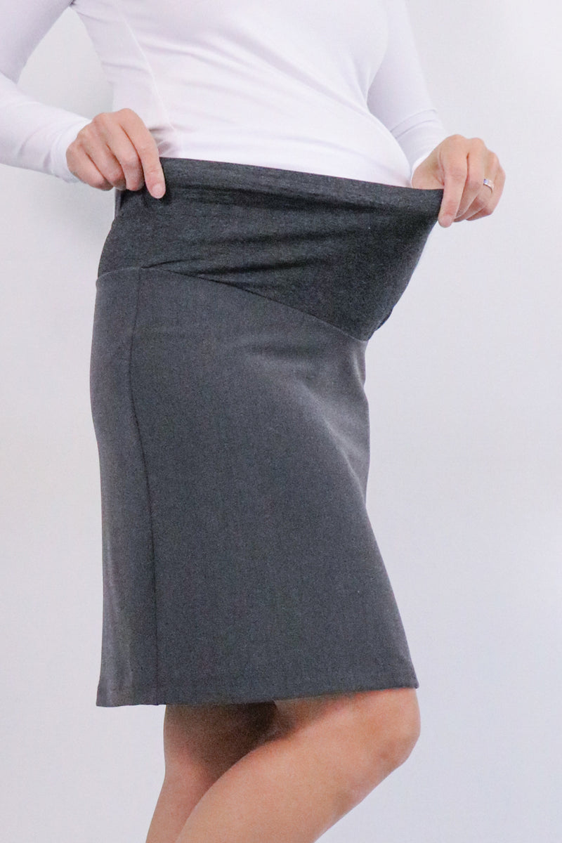 Nosečniško elegantno krilo - temno sivo