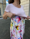 Obleka za nosečnost in dojenje - cvetlično roza