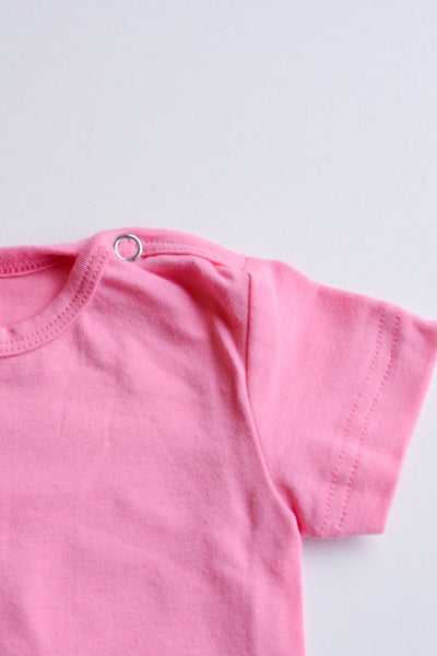 Otroški bodi - kratek rokav - enobarven - roza