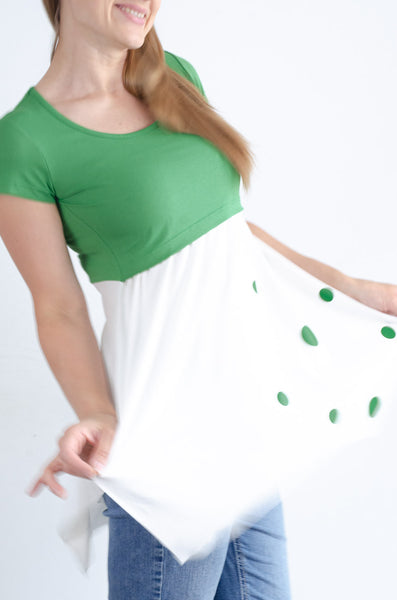 Tunika za dojenje - zeleno krem