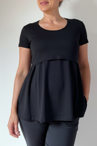 Tunika za nosečnost in dojenje - kratek rokav - krem