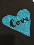Nosečniška majica Love - moder srček - kratek in dolg rokav