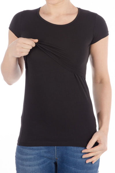 Majica za dojenje - kratek rokav - črna