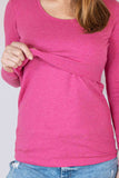 Majica za dojenje - dolg rokav -  melirano roza