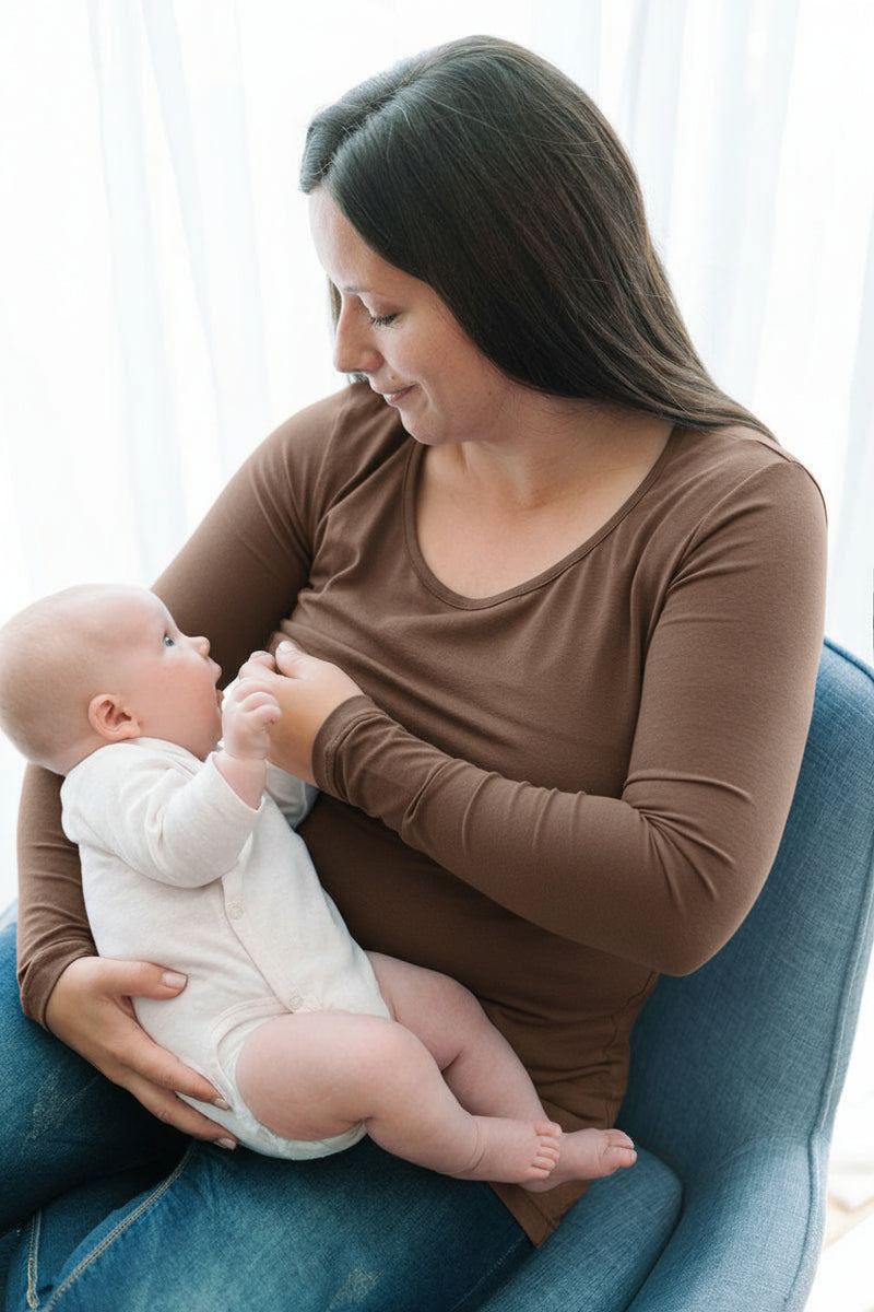 majica za dojenje popek z dolgimi rokavi za dojenje vsak dan