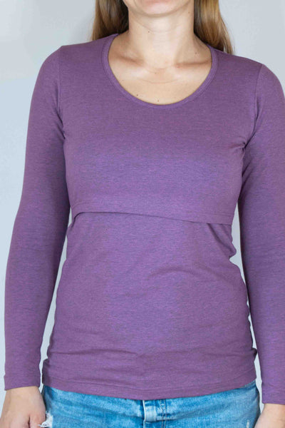 Majica za dojenje - dolg rokav -  melirano vijolična - 38