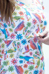 Majica za dojenje - papige - bela